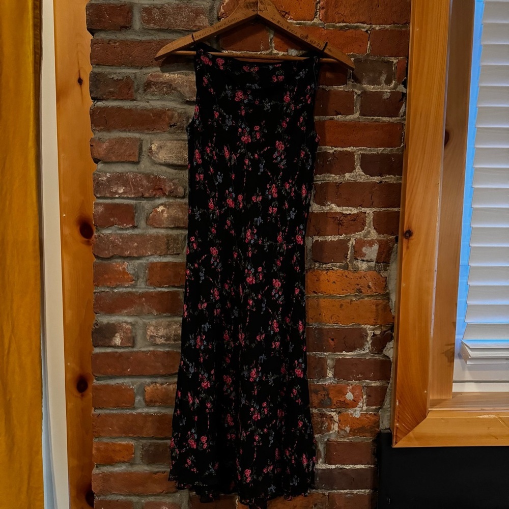 1999 y2k Ralph Lauren Floral Black Midi dress - Picture 3 of 8